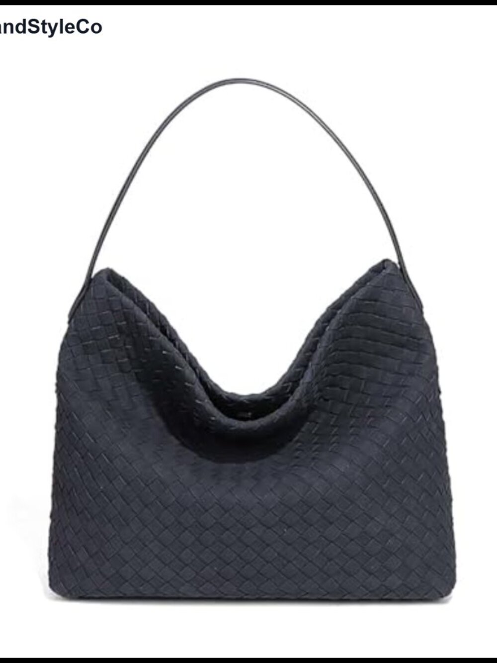 Woven Faux Suede Hobo Shoulder Bag Slouchy Crossbody Satchel